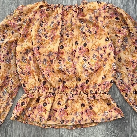 WALTER BAKER Myka Blouse Size Small Orange Floral Cottagecote Boho Coquette NWT - Picture 10 of 12